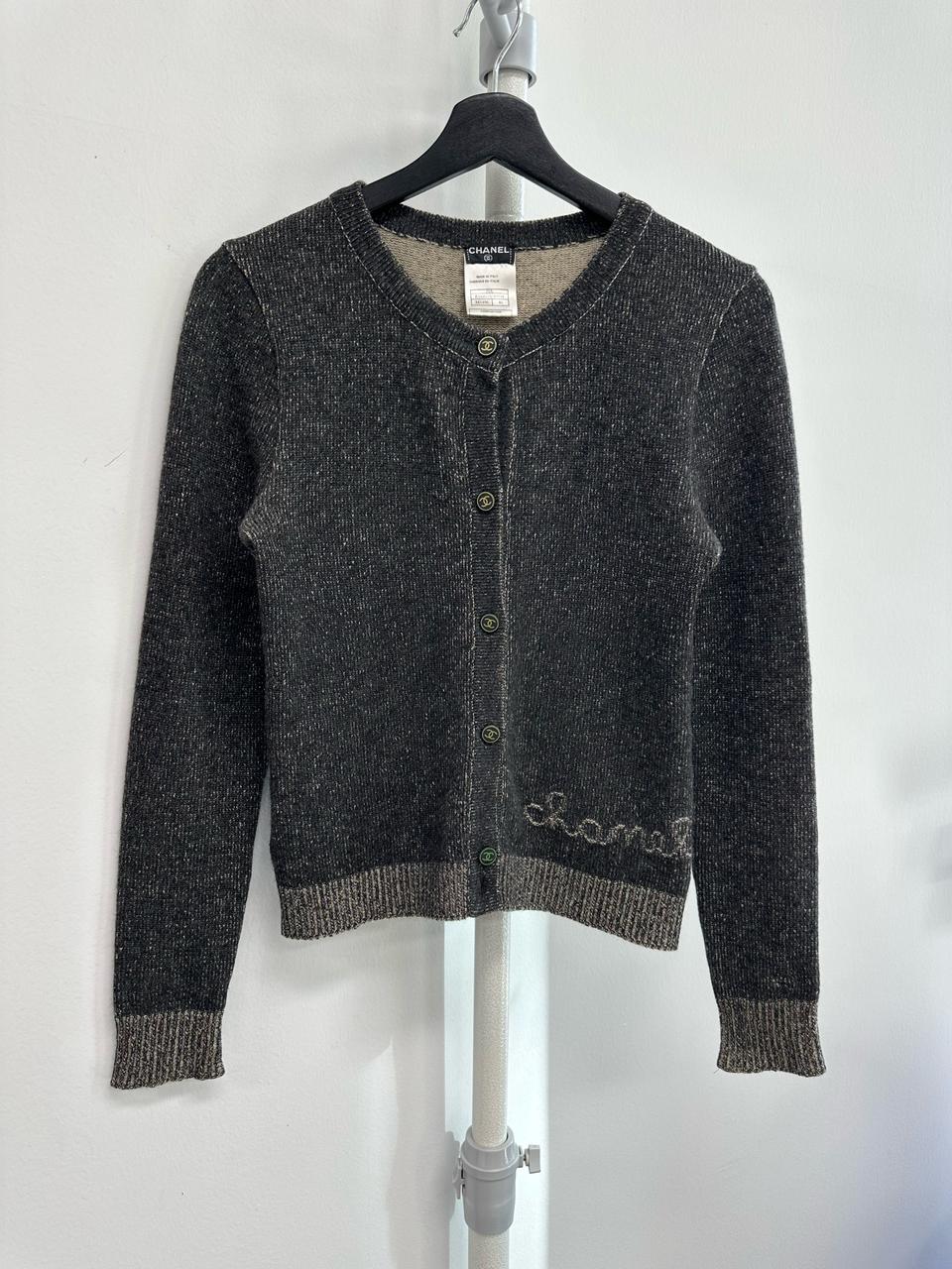 샤넬 로고 버튼 캐시미어 가디건