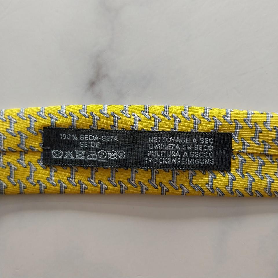 에르메스 실크 옐로 H 헬리패드 패턴 넥타이 7.4cm 새상품 K1372 12