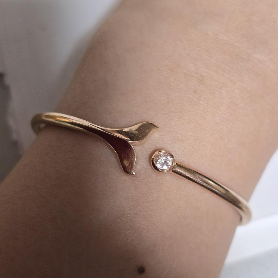 18k핑크골드 고래꼬리 텐션오픈 뱅글 팔찌