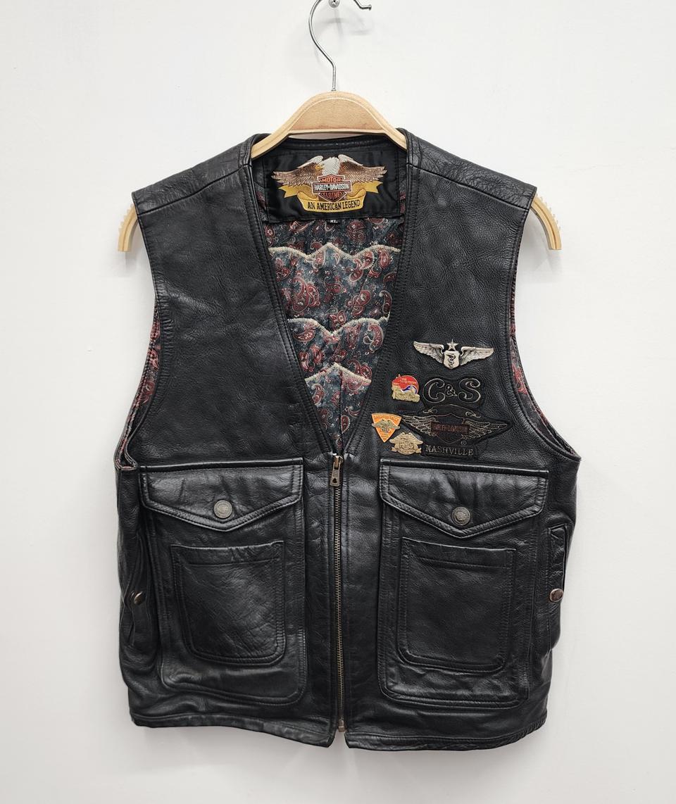 할리데이비슨 여성 바이크 가죽 조끼