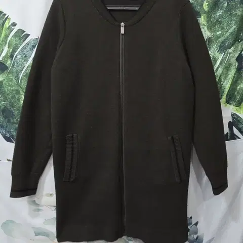 Datum 울 통 니트 집업 가디건