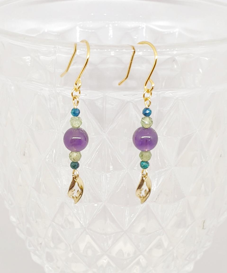 자수정&크리소콜라 귀걸이