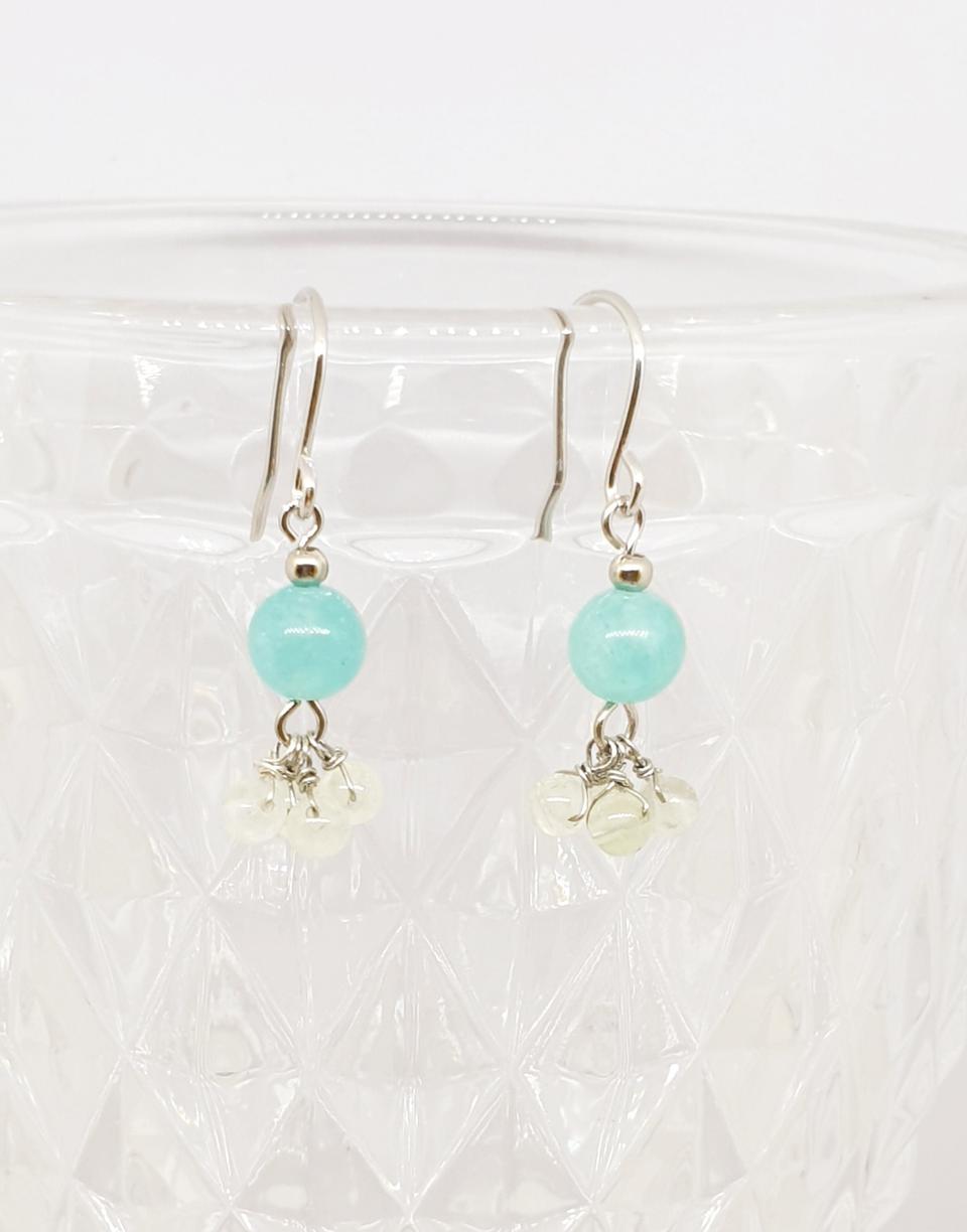 민트 아마조나이트&프레나이트 귀걸이