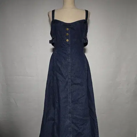 L 데님 뷔스티에 롱원피스