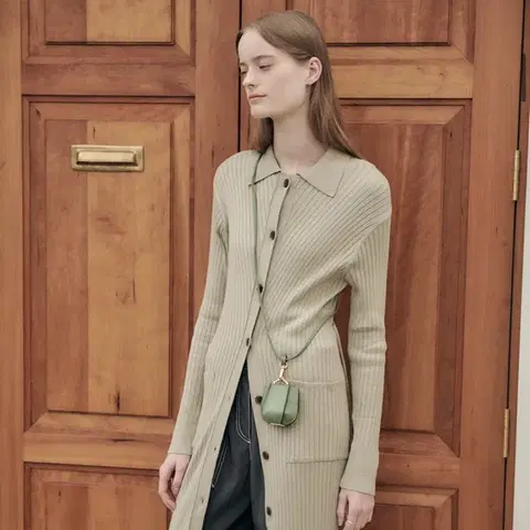 루에브르 롱 니트 골지 카라 가디건 원피스