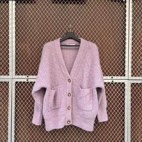 zara 자라 오버핏 앙고라 울 아방가르드 핑크 니트 가디건 M