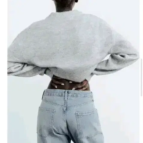 자라 크롭 니트 갈색 (베이지색?)