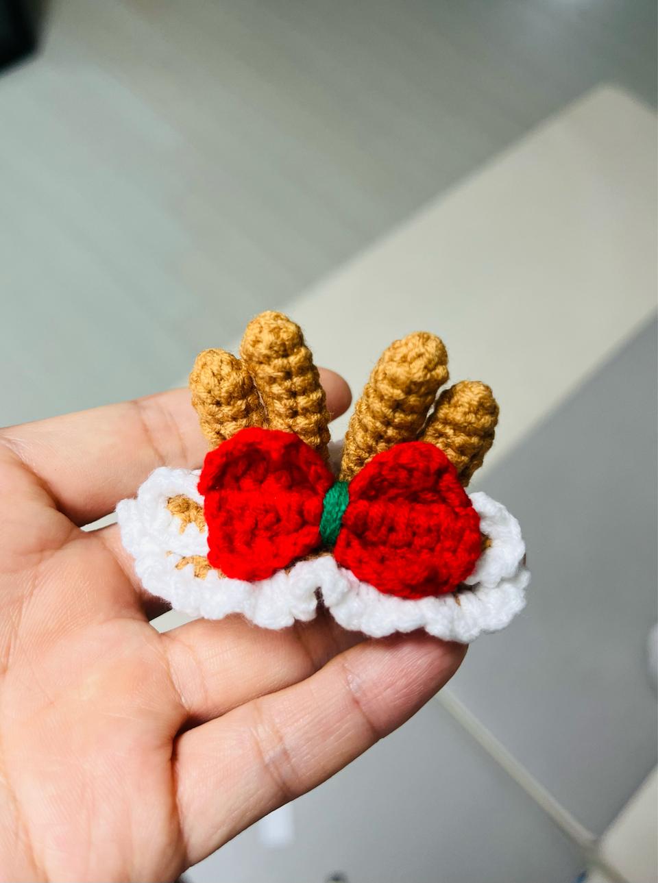 손뜨개 루돌프 머리핀 크리스마스선물