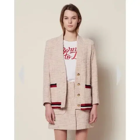 SANDRO 산드로 라인 트위드 자켓 36