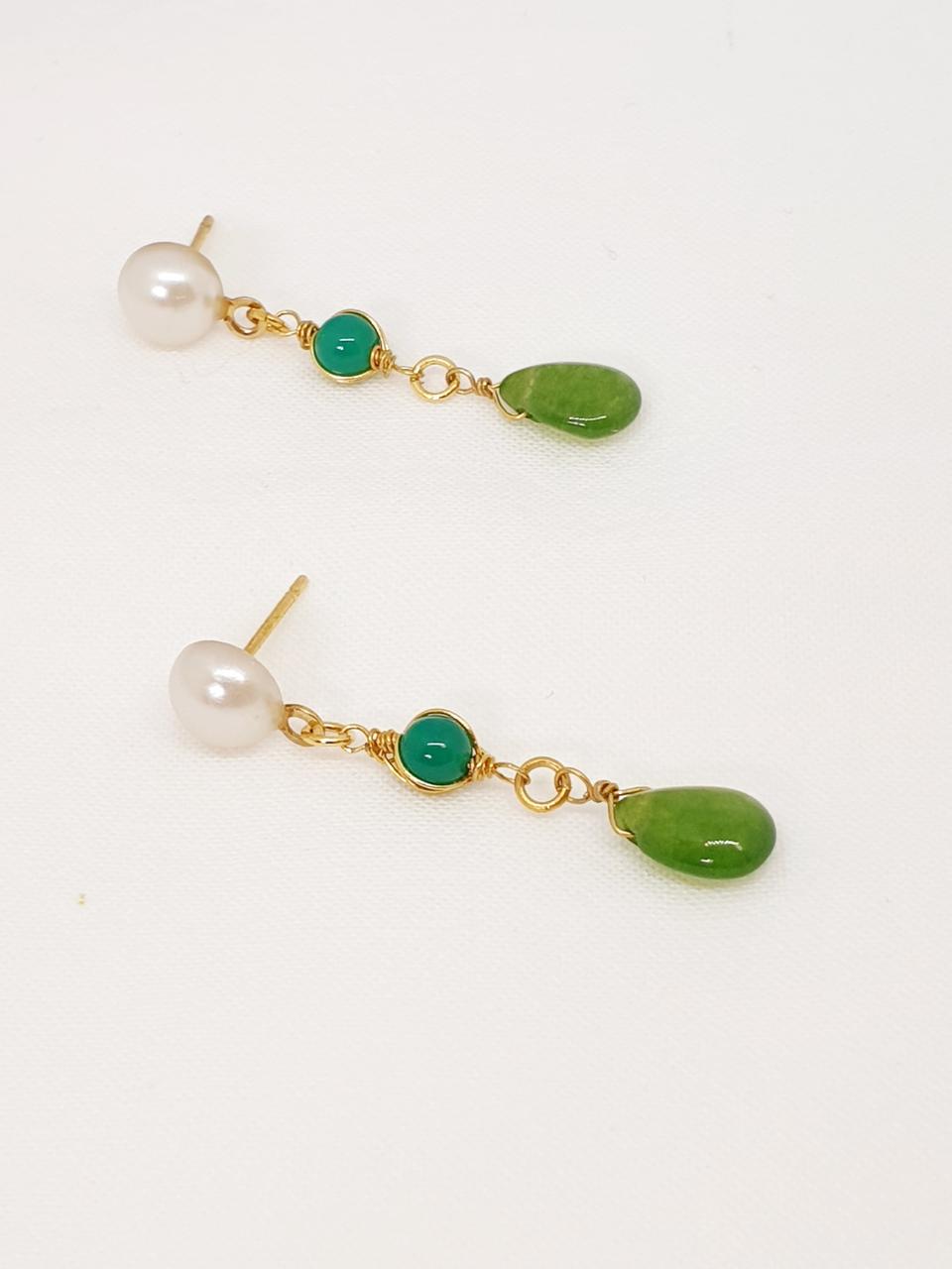 네프라이트 티어드롭 귀걸이