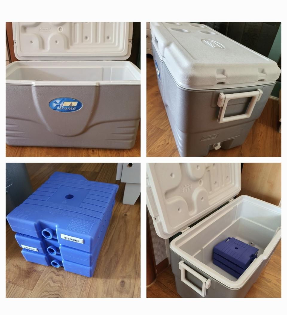 콜맨대형아이스박스저렴히5만원그외영구아이스팩3개+고급채칼등등10가지모두덤