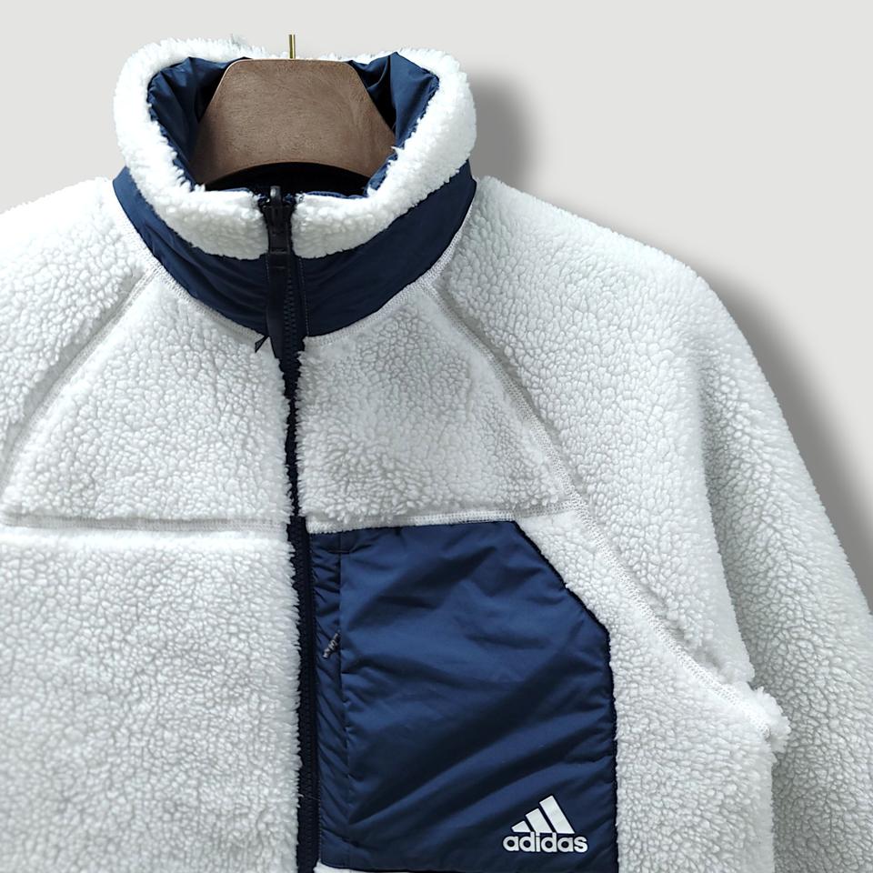 [S] 아디다스 화이트&네이비 쉐르파 리버서블 자켓