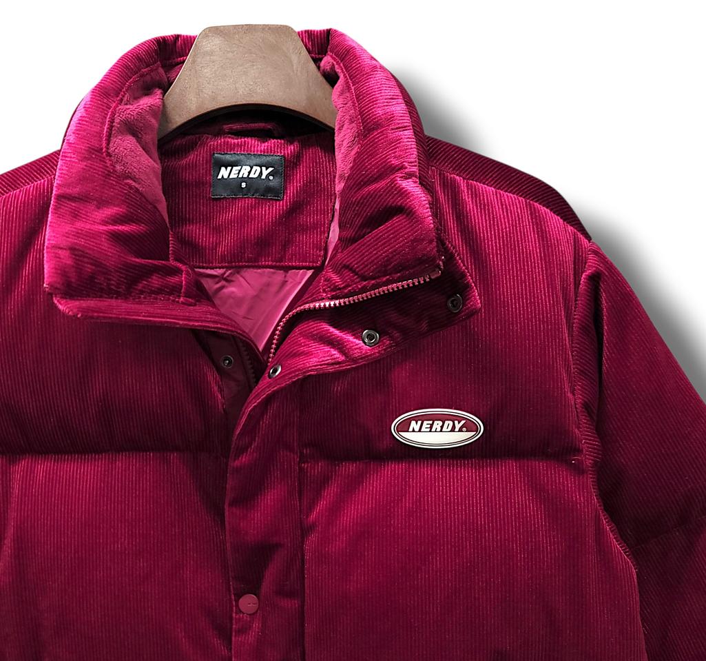 [S] 널디 버건디 코듀로이 벨벳 덕다운 패딩