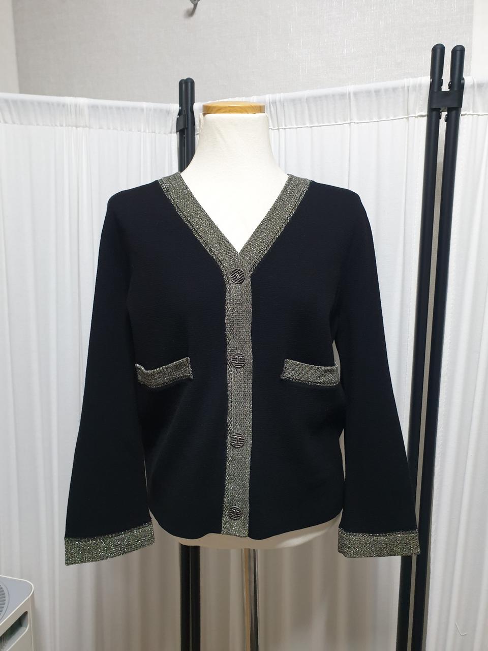 한섬 타임 글리터 블록 니트 가디건/프리