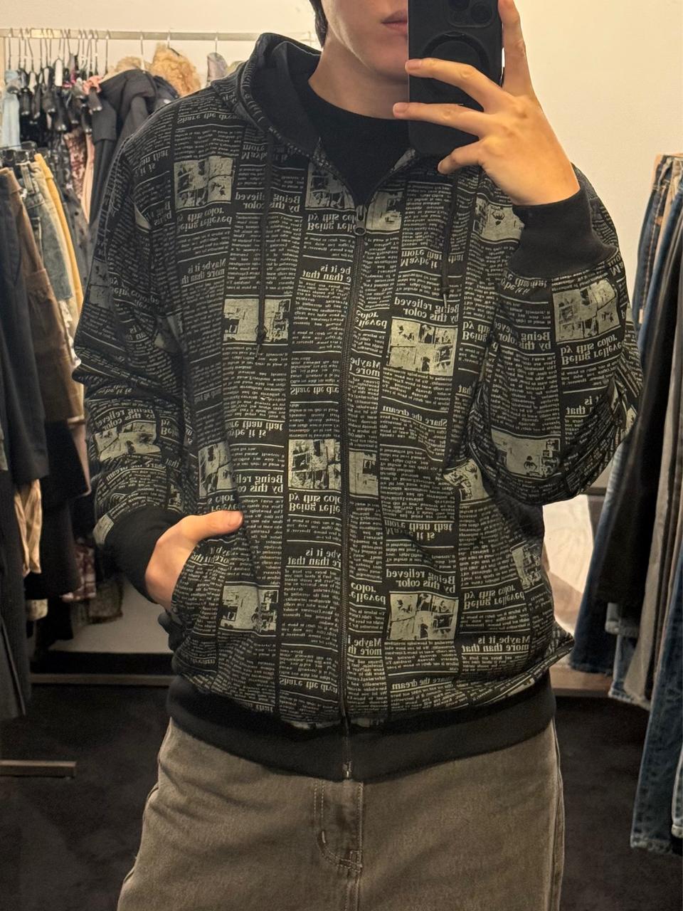 BoSSy hill 고스 펑크 로리 일본 사진 프린팅 블랙 후드 집업 L