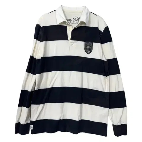 빈폴 스트라이프 화이트 긴팔 카라티 100