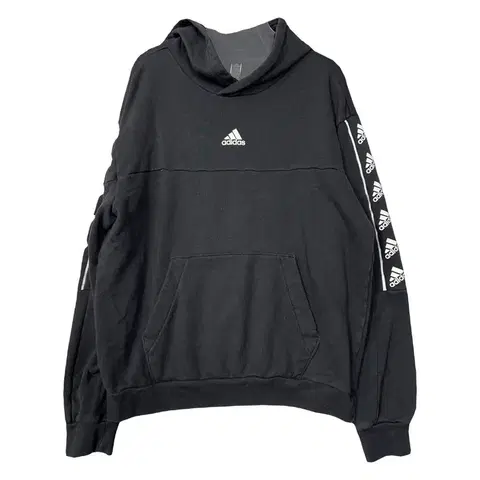 아디다스 센터 로고 프린팅 블랙 후드티 A/L