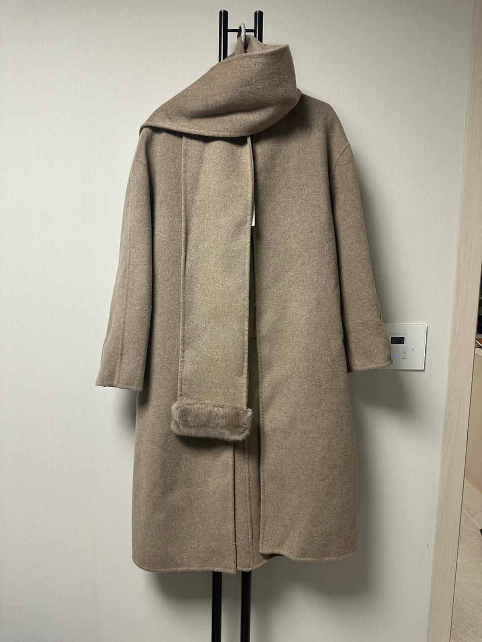 W9 핸드메이드 캐시미어  리얼밍크 머플러 코트-M사이즈 (새상품)