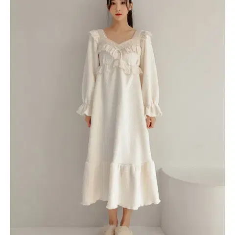 루나루즈 양털 극세사 수면 원피스 파자마 잠옷 홈웨어