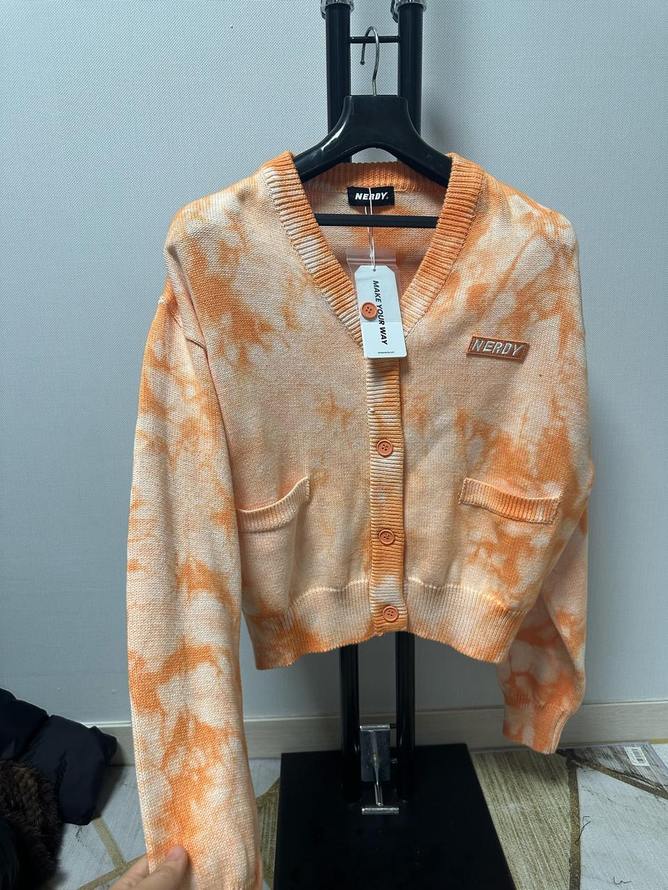 널디 여성가디건 오렌지 물나염숏기장  가디건 -S사이즈  새상품