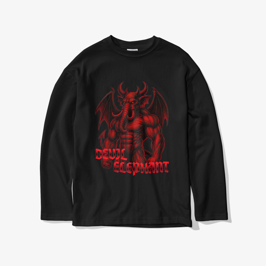 Devil Elephant(드랍숄더) 티셔츠 블랙M