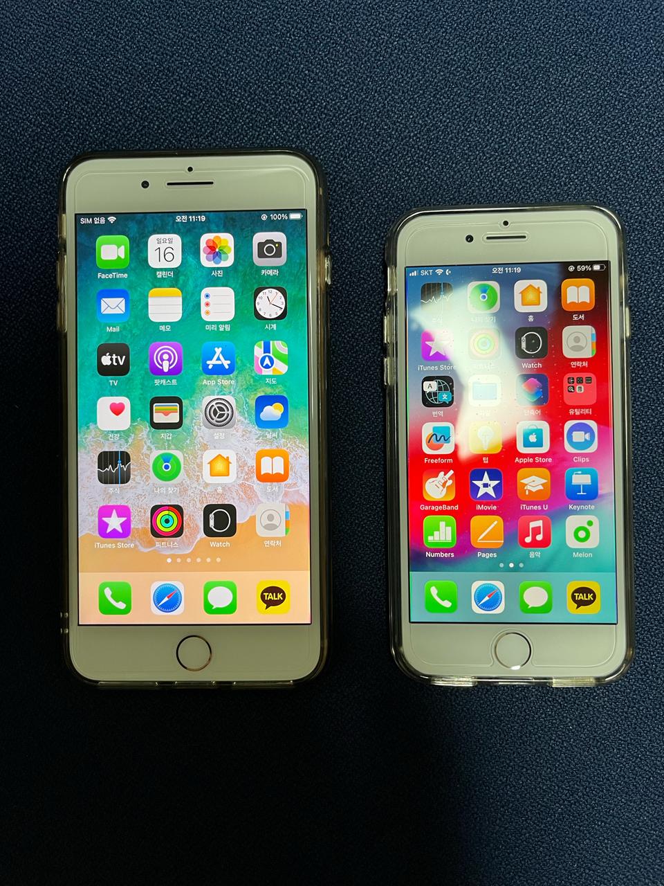 아이폰8 실버 256gb 과 아이폰 8+ 골드 256gb 두 대