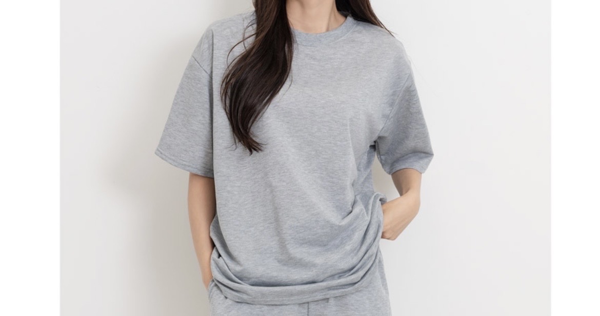 타올 라운드티셔츠 그레이컬러