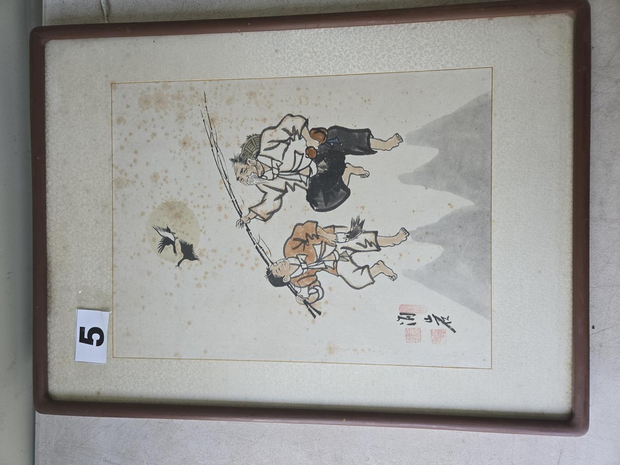 12470. 해암/낚시 어부 그림 액자