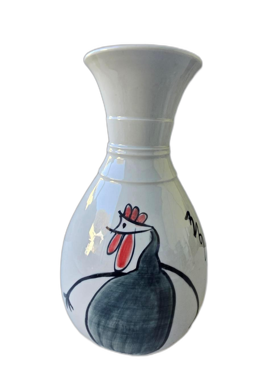 12472. 중광/닭 그림 도자기