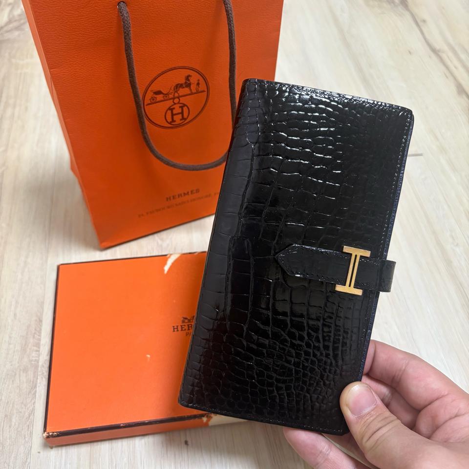 [새상품급] 에르메스 악어 베안 장지갑
