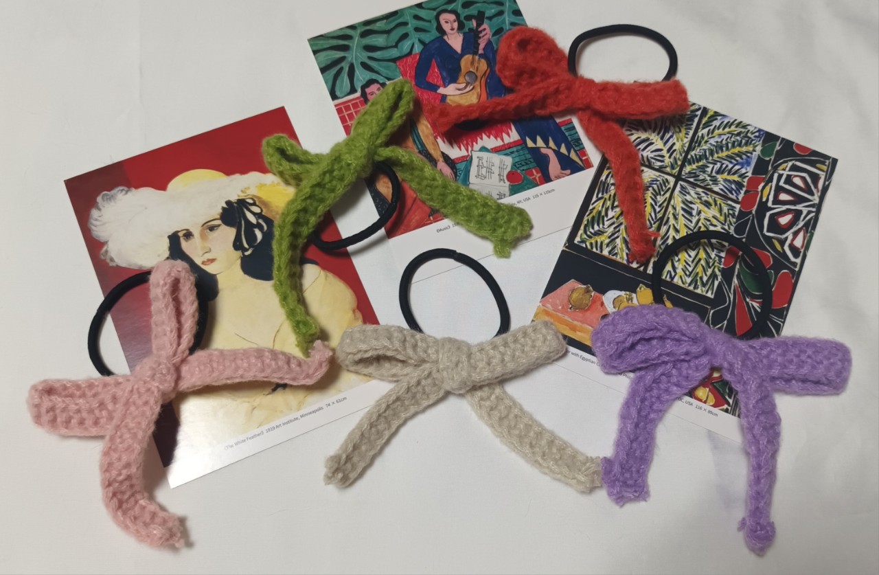 리본 뜨게 머리끈 5종