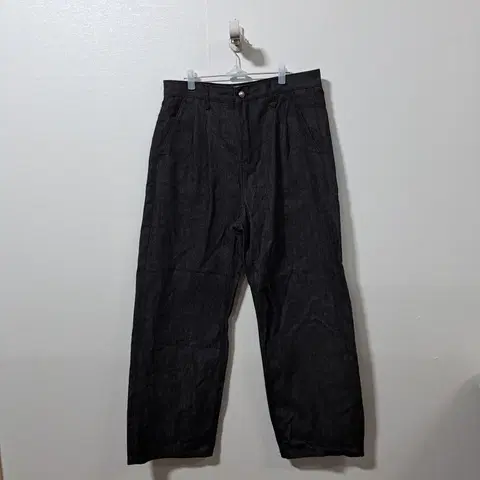 포트너스 남성 투턱 와이드핏 데님팬츠 흑청 L