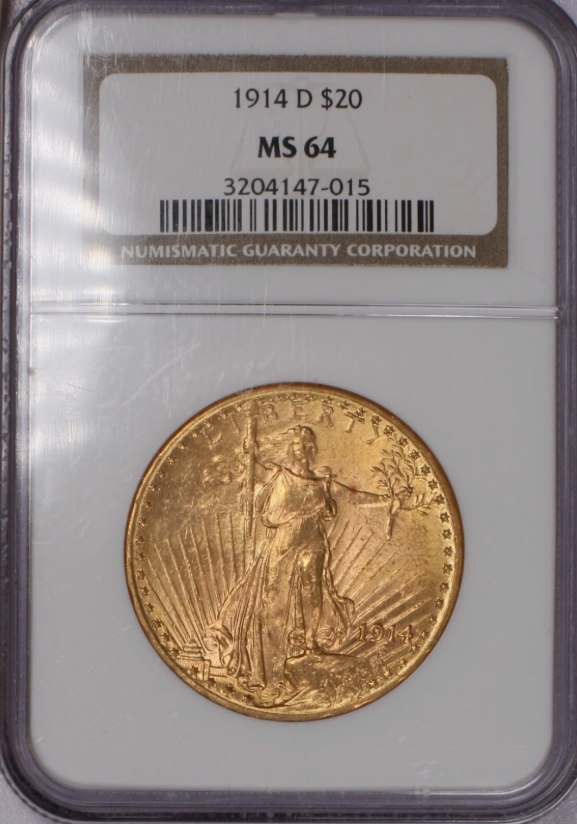 금화 - 특년도- 1914-D 세인트고덴스 $20 금화 NGC MS64