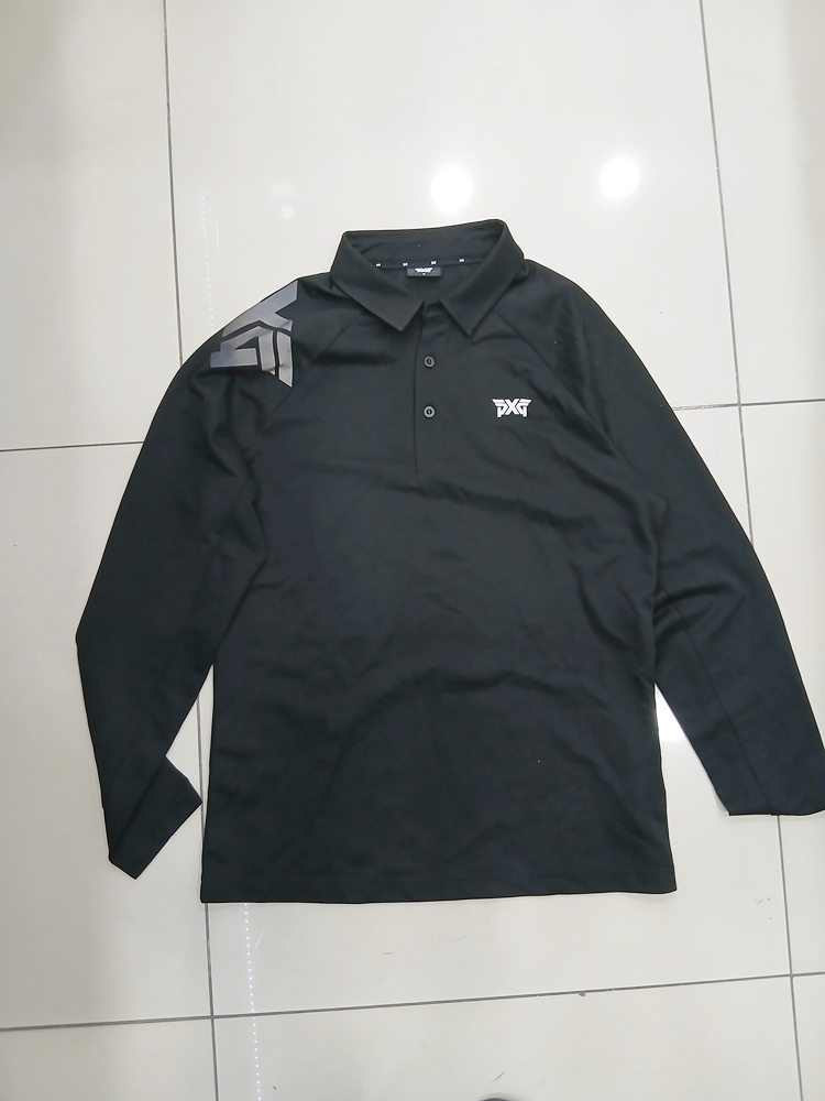 PXG 95사이즈 검정색 긴팔카라티셔츠 운동 골프 봄가을 어깨로고 중고 