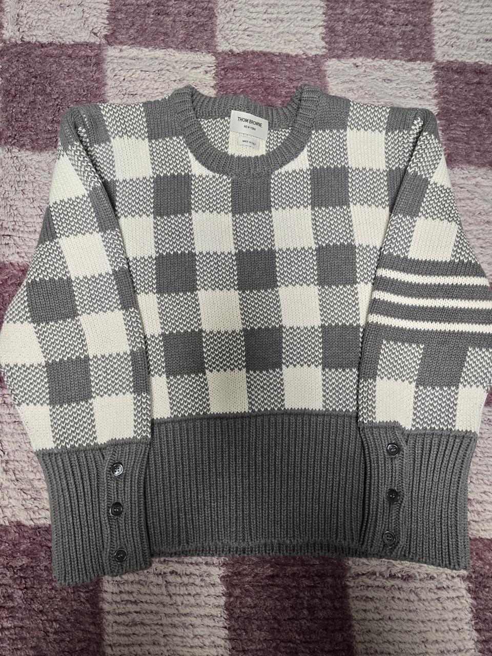톰브라운 체크 니트