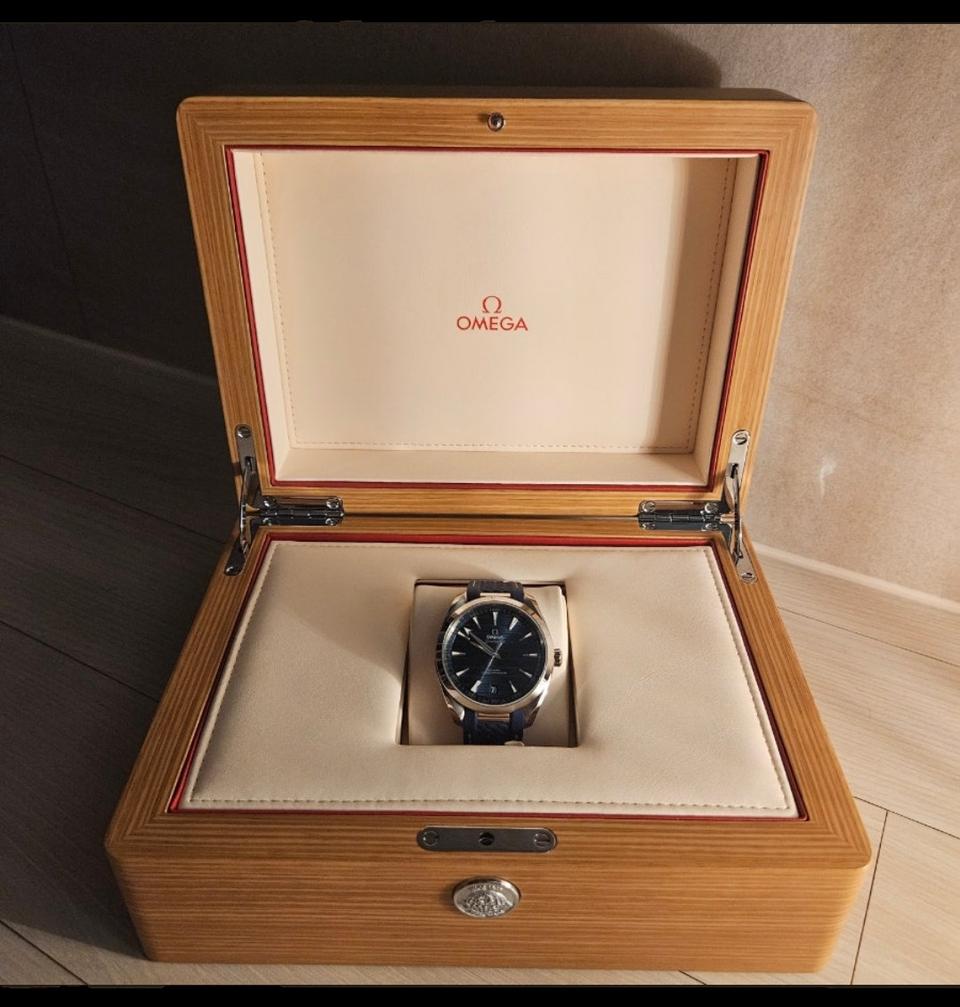 오메가 아쿠아 테라  청판 가죽시계41mm