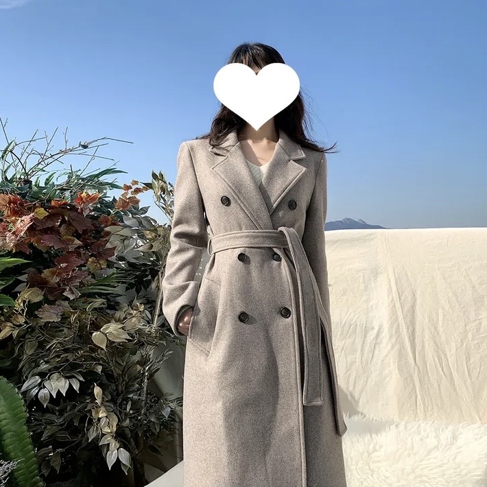 블랙 울 50% 롱 코트