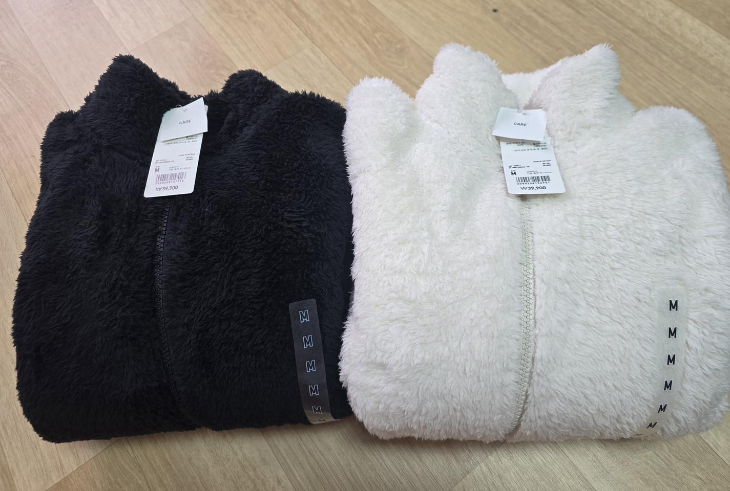 유니클로 플러피얀 후리스 M size (블랙,화이트)