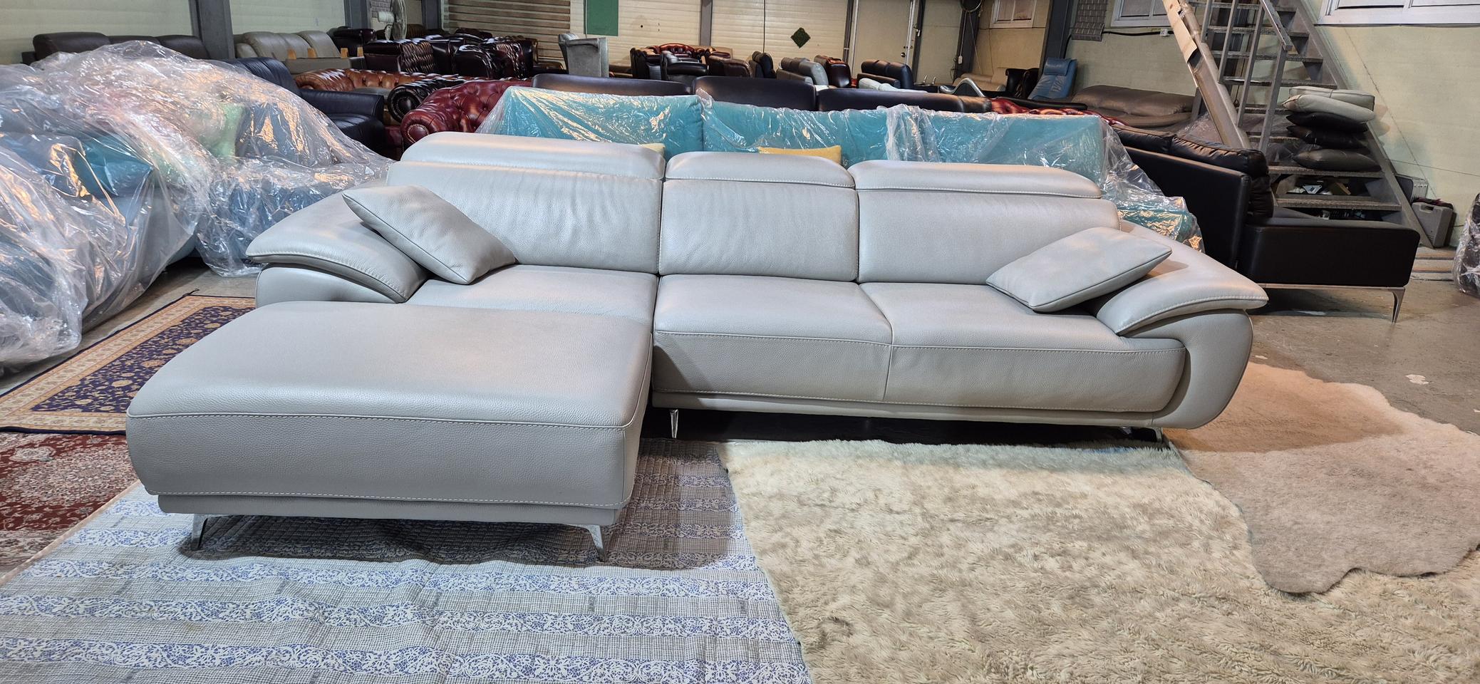 자코모 페리나 비텔로 천연통가죽 4인소파쇼파+오토만(헤드레스트기능)