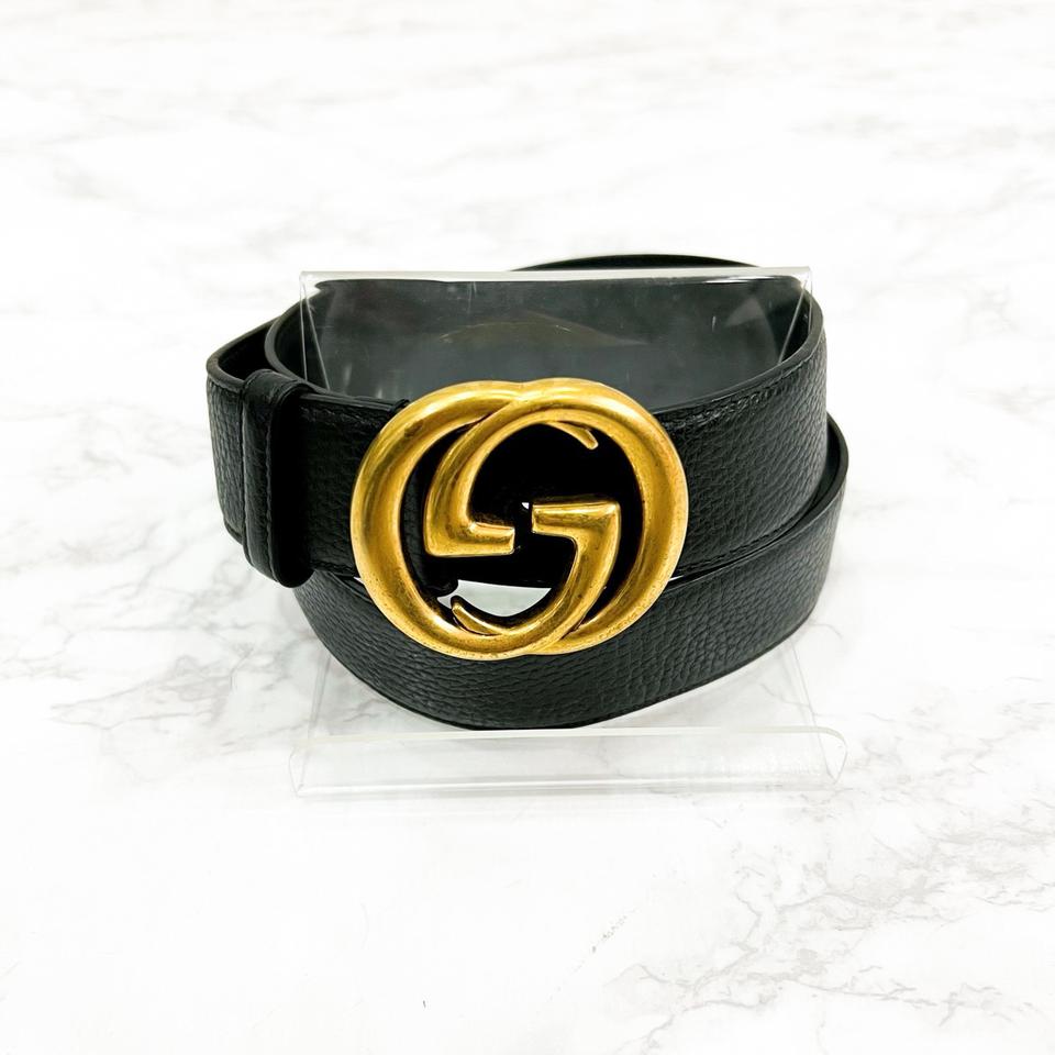 구찌 인터로킹 금장 G버클 벨트