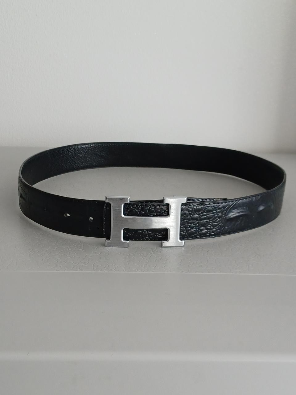 에르메스 은장 악어가죽 벨트 85