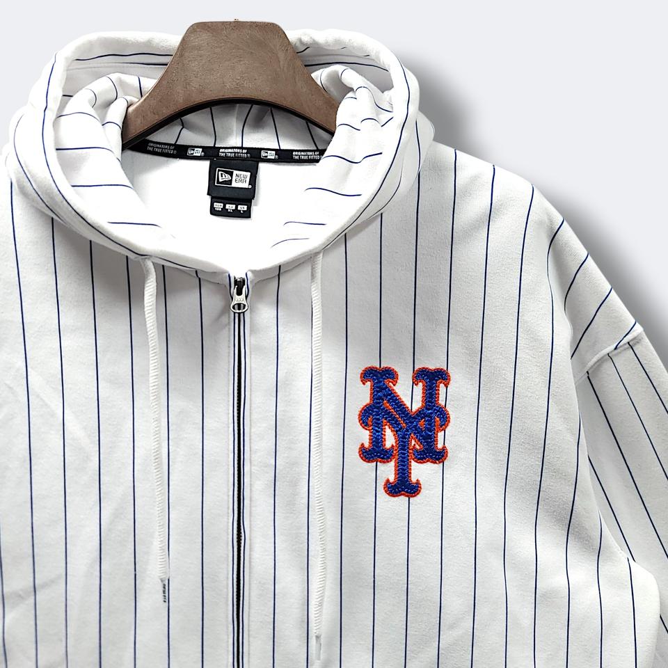 [105/XL] 뉴에라 화이트 MLB 뉴욕메츠 스트라이프 후드집업