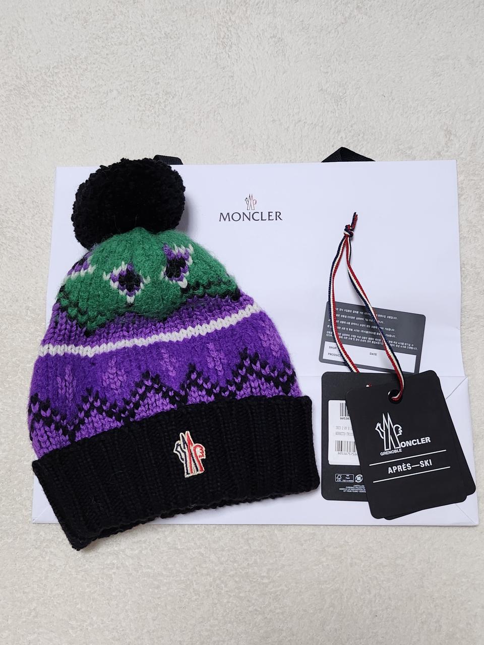 정품 몽클레어 인타르시아 폼폼 비니F/블랙멀티