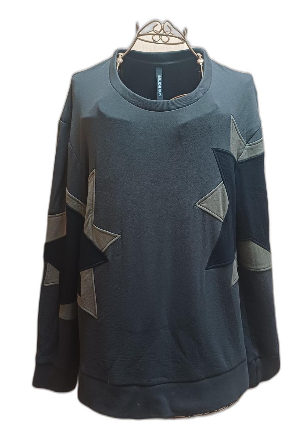 닐바렛 정품 별 패치워크 맨투맨 티셔츠 L size Neil Barret