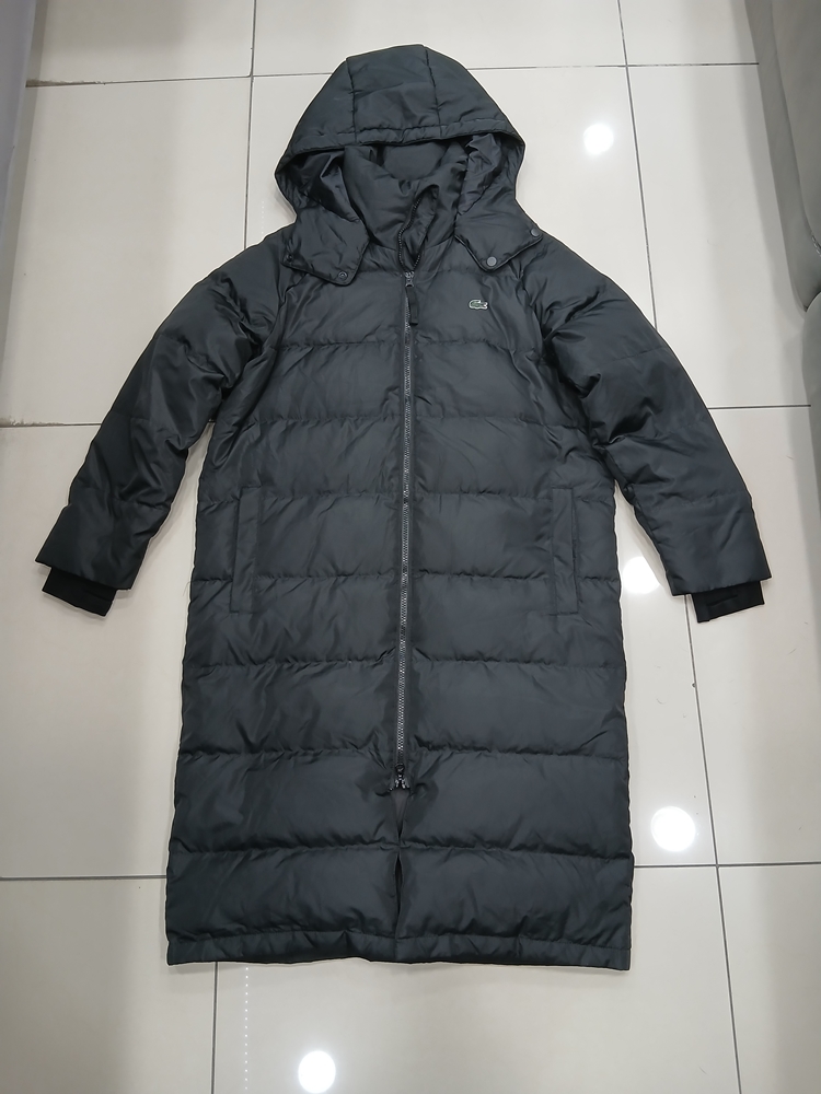 라코스테  XS 호칭보다큰편 검정색 경량롱패딩점퍼 가볍고 따뜻함 중고 