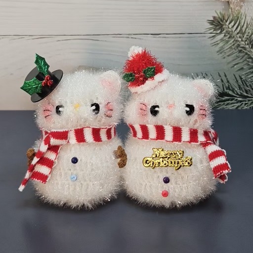 크리스마스 뜨개 눈사람 수세미