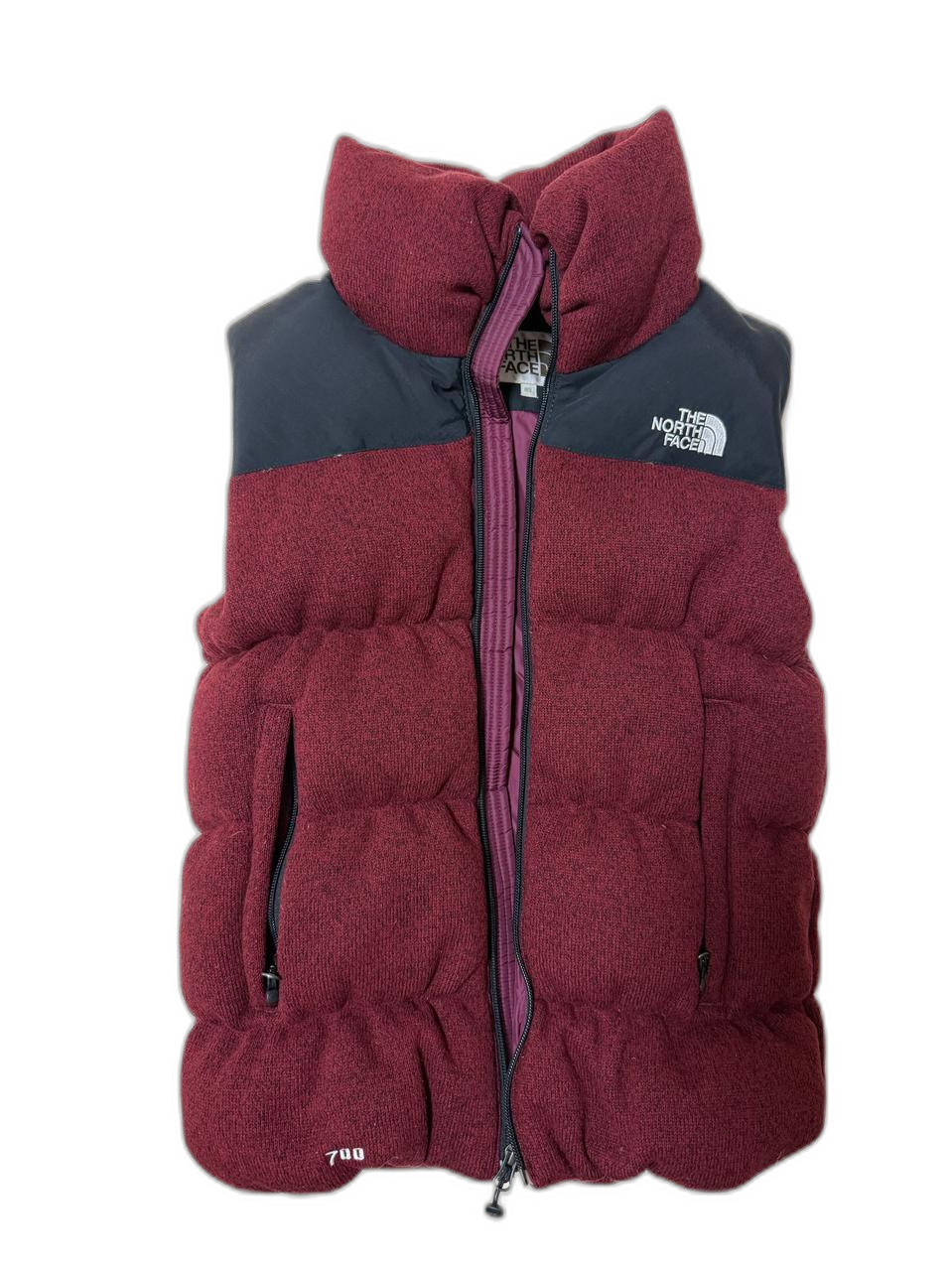 노스페이스 700 패딩 조끼 버건디