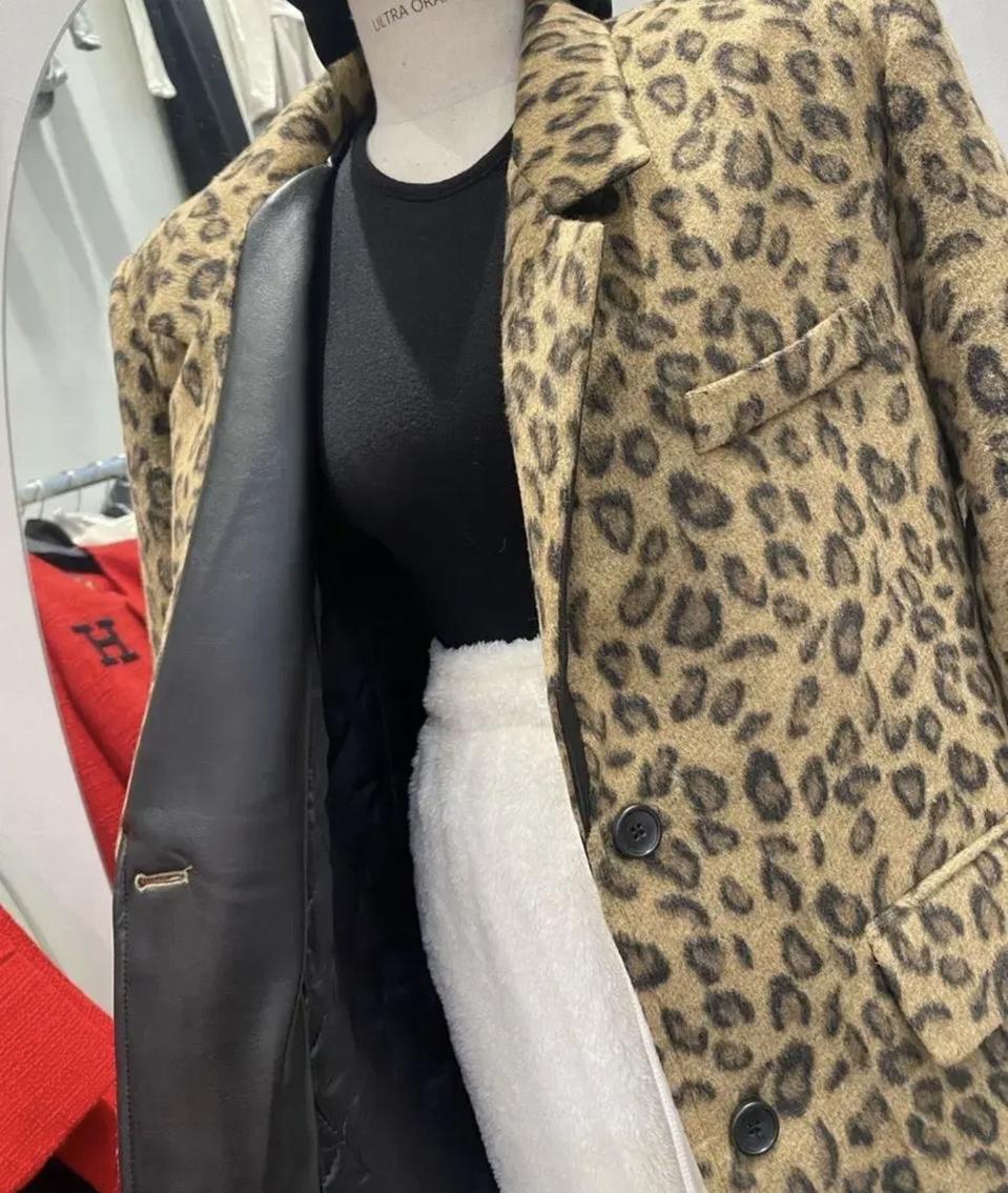 레오파드 누빔자켓 오버핏