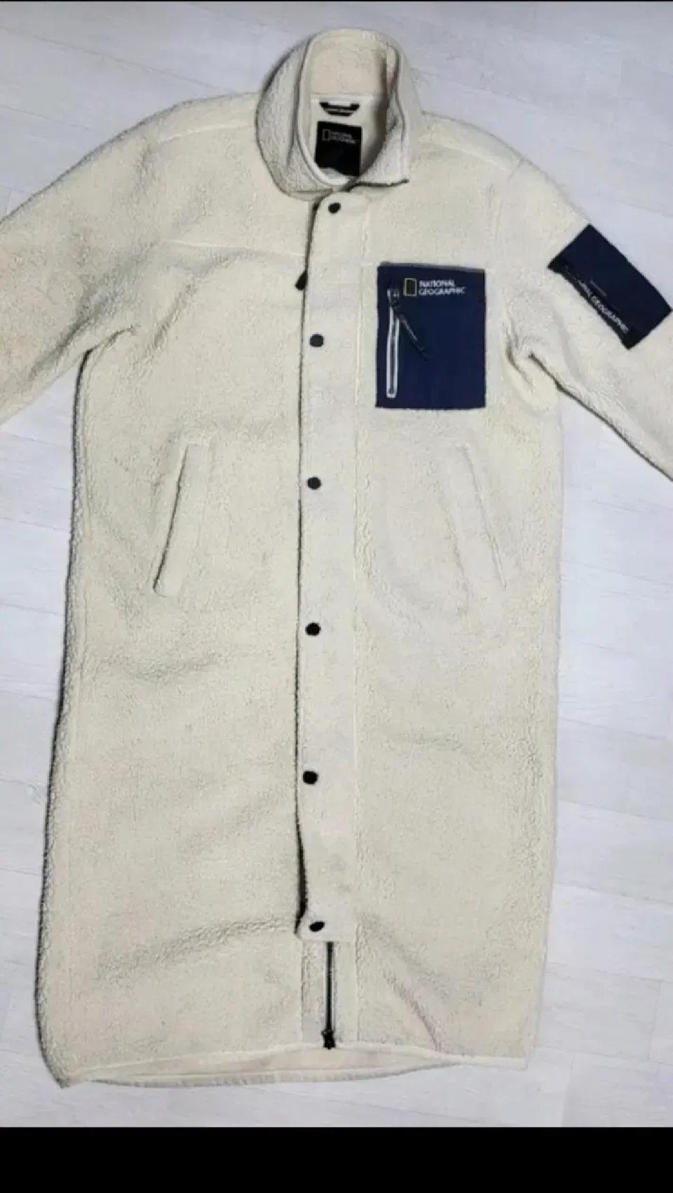 내셔널지오그래픽 아이보리 롱 후리스 M