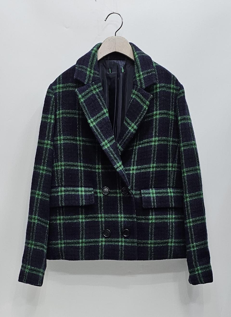 베네통 울 체크 자켓